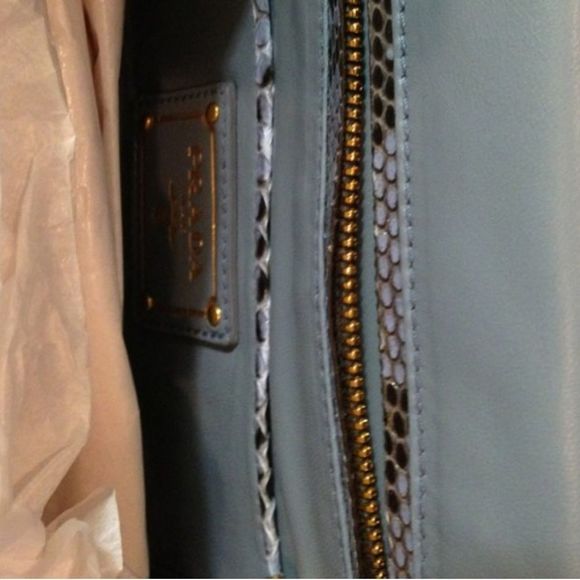 Prada Python Frame-Chain Shoulder Blue Gold Bag - Picture 4 of 4